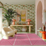 Contemporary Pink Geometric Hand Tufted Wool Rug