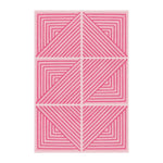 A contemporary pink geometric hand-tufted wool rug, perfect for adding a modern touch to your living room or dining room. This large area rug features bold pink patterns that create a striking visual appeal, making it an ideal dining room carpet.