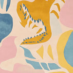 Vibrant abstract design of the Contour Clash Heat Hand Tufted Area Rug, showcasing a modern mix of pastel and bold colors in pink, blue, and yellow, perfect for contemporary wool rugs and area rugs for living room settings.