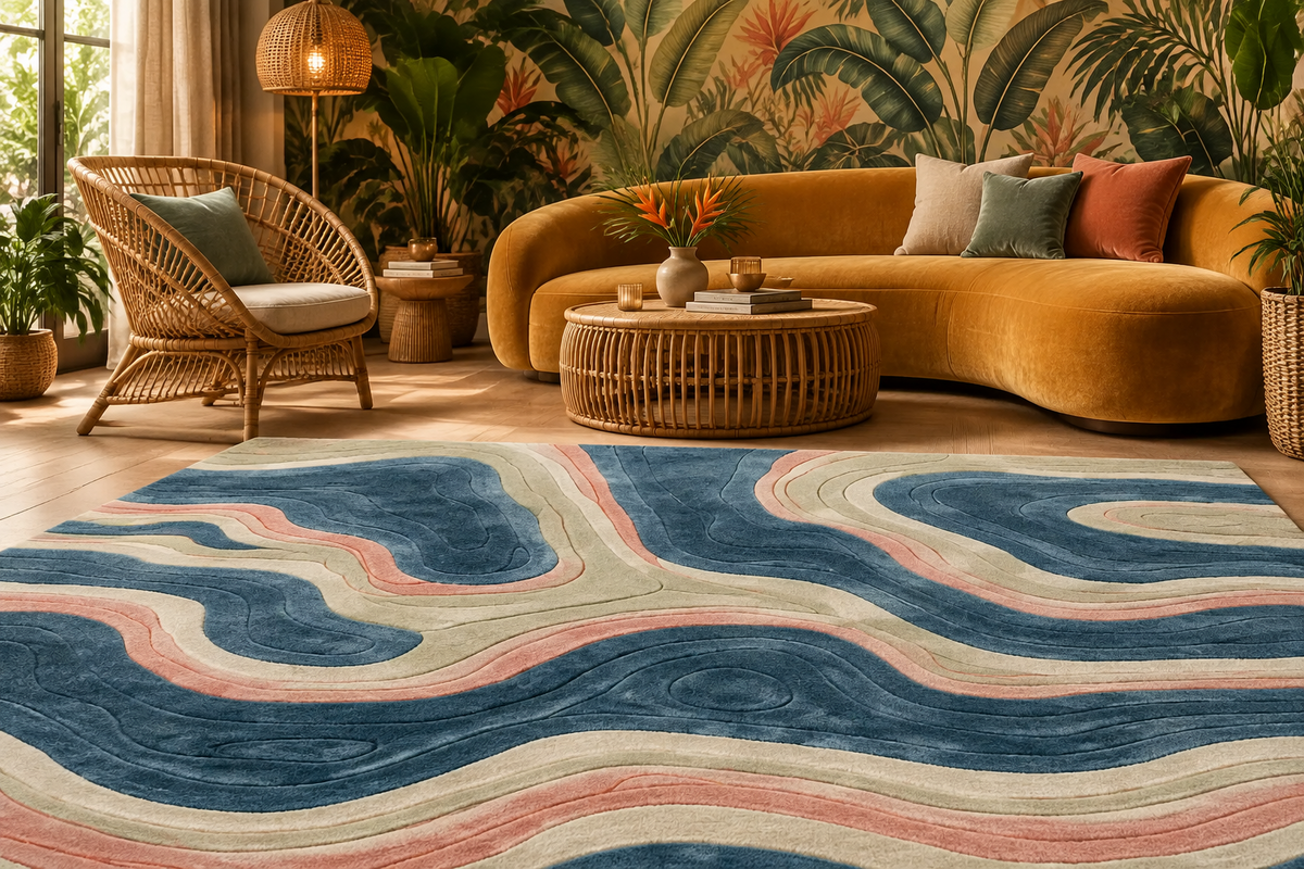 Contoured Tranquility Hand Tufted Wool Rug — Custom 10' × 12'