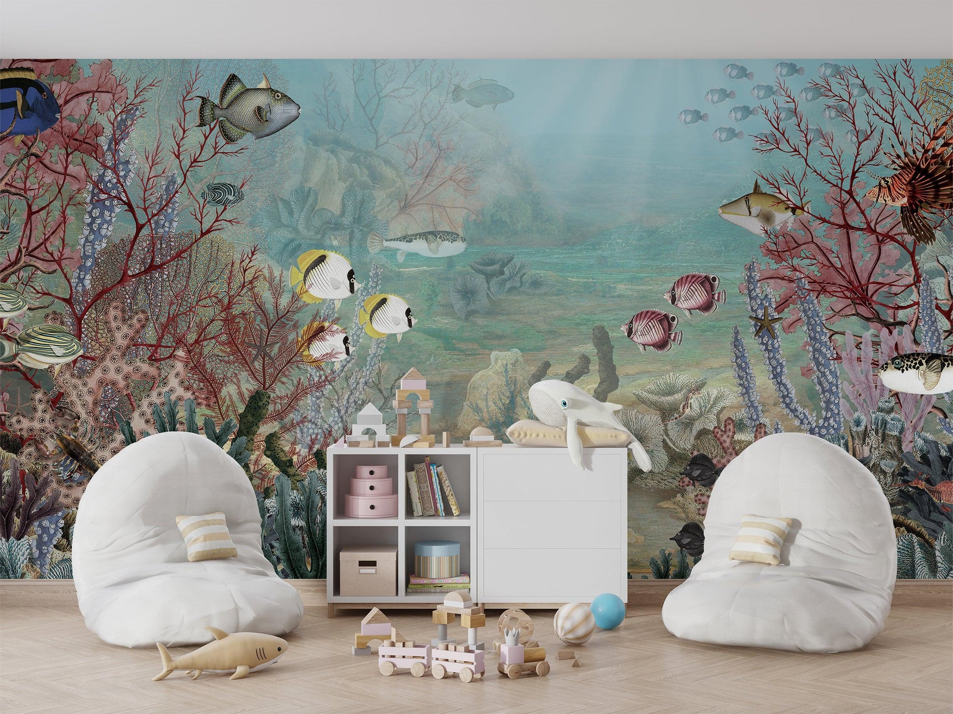 Coral Creatures Wallpaper Mural - MAIA HOMES