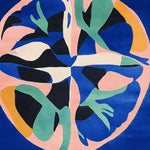 Vibrant and abstract design of the Cosmic Tide Bloom Hand Tufted Rug featuring bold colors and organic shapes. This contemporary square area rug is perfect for adding a splash of color to any living room, crafted from high-quality wool. Ideal for those seeking large living room rugs with a modern twist.