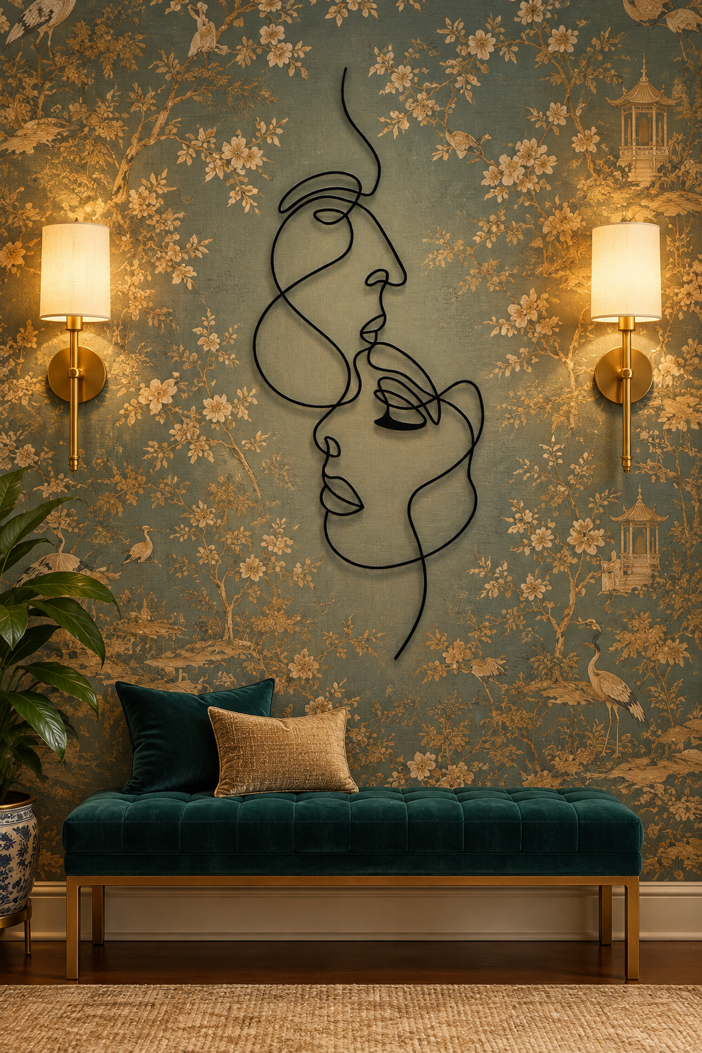 Couple Face To Face Metal Wall Art