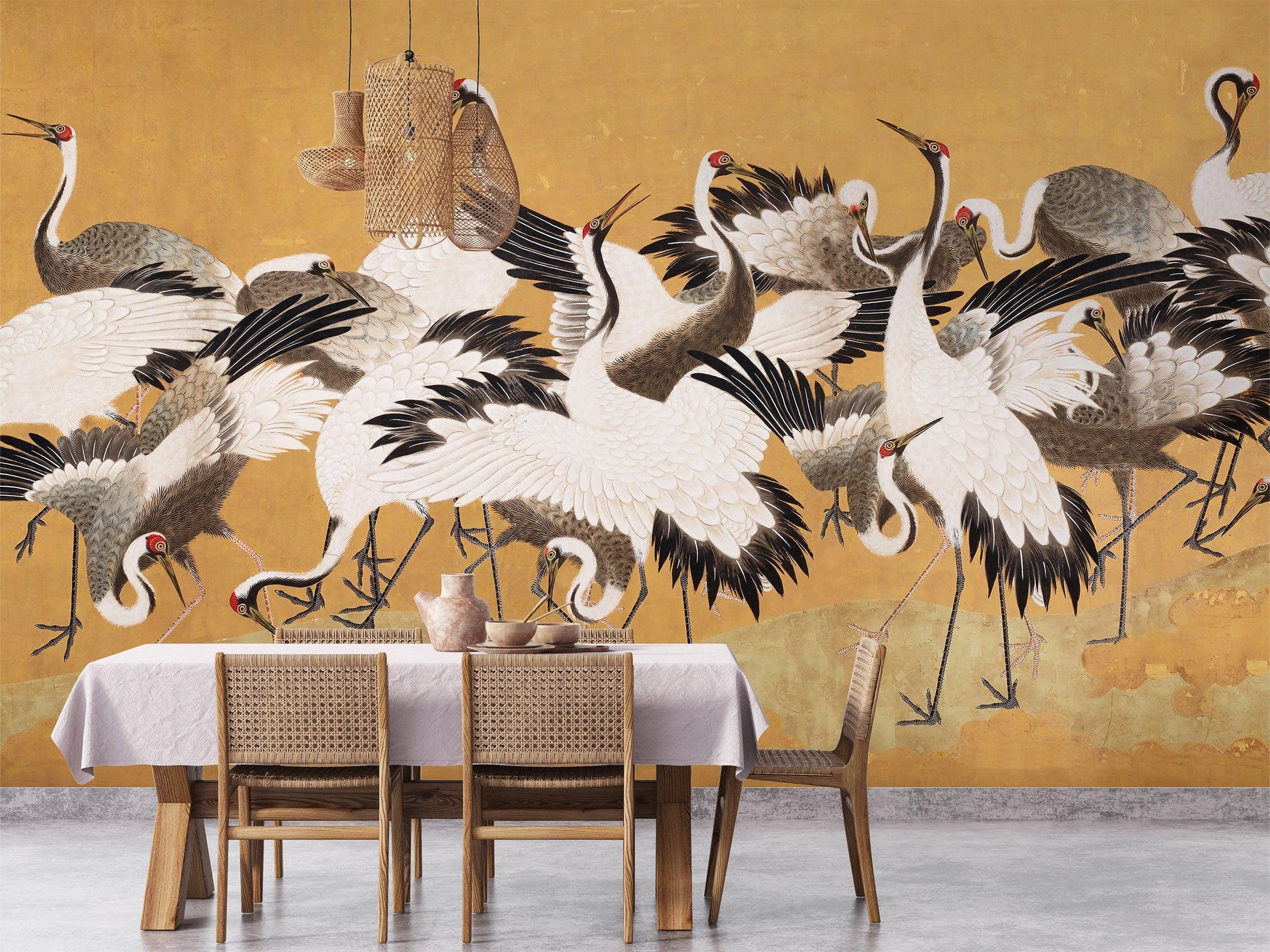 Crane Birds Wallpaper Mural - MAIA HOMES