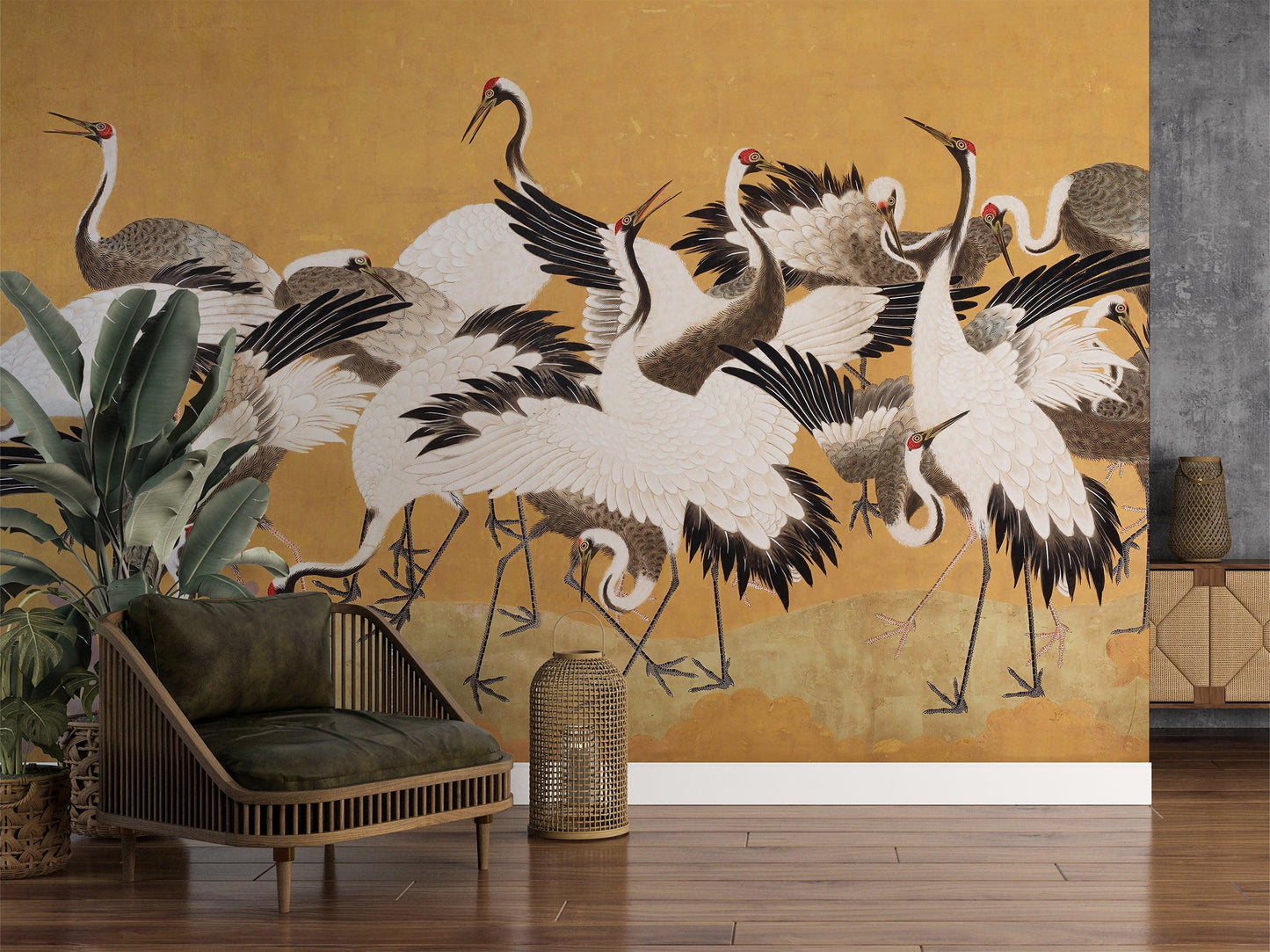 Crane Birds Wallpaper Mural - MAIA HOMES
