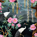 This vibrant area rug features a whimsical design with elegant cranes and vivid pink petals set against a dark, lush background. Perfect for adding a touch of Persian-inspired charm to any living room, this hand-knotted wool rug is ideal as an 8x10 living room centerpiece or a unique square area rug. The intricate details and luxurious texture make it a standout choice among area rugs for living rooms.