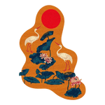 Cranes and Lotus in a Sunny Pond Hand Tufted Rug - Orange