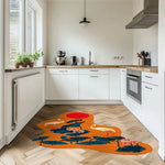 Cranes and Lotus in a Sunny Pond Hand Tufted Rug - Orange