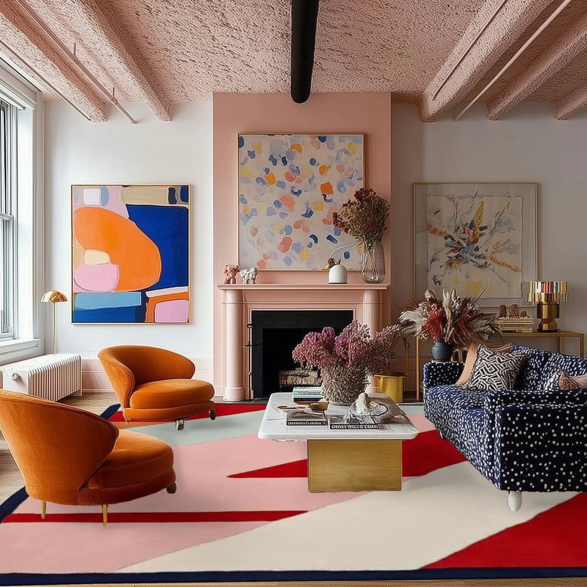 Crimson Candy Stripes Hand Tufted Rugs