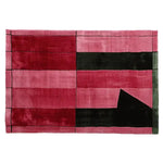 Vibrant Crimson Grid Fold Hand Tufted Area Rug featuring a contemporary design with bold red and black geometric patterns, ideal as a wool rug for adding a modern touch to any living room.