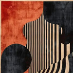 This image showcases a Crimson Noir Classic Hand Tufted Area Rug, featuring a striking abstract design with bold red and black hues. Ideal for adding a contemporary touch to your bedroom or dining room, this wool rug combines style and durability, making it a perfect choice for bedroom area rugs or dining room area rugs.