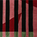 The Crimson Shadow Columns Hand Tufted Rug showcases a bold abstract design with red and black geometric patterns, perfect for adding a contemporary touch to any living room. This wool area rug combines style and comfort, making it an ideal choice for those seeking unique rugs for their living room decor.