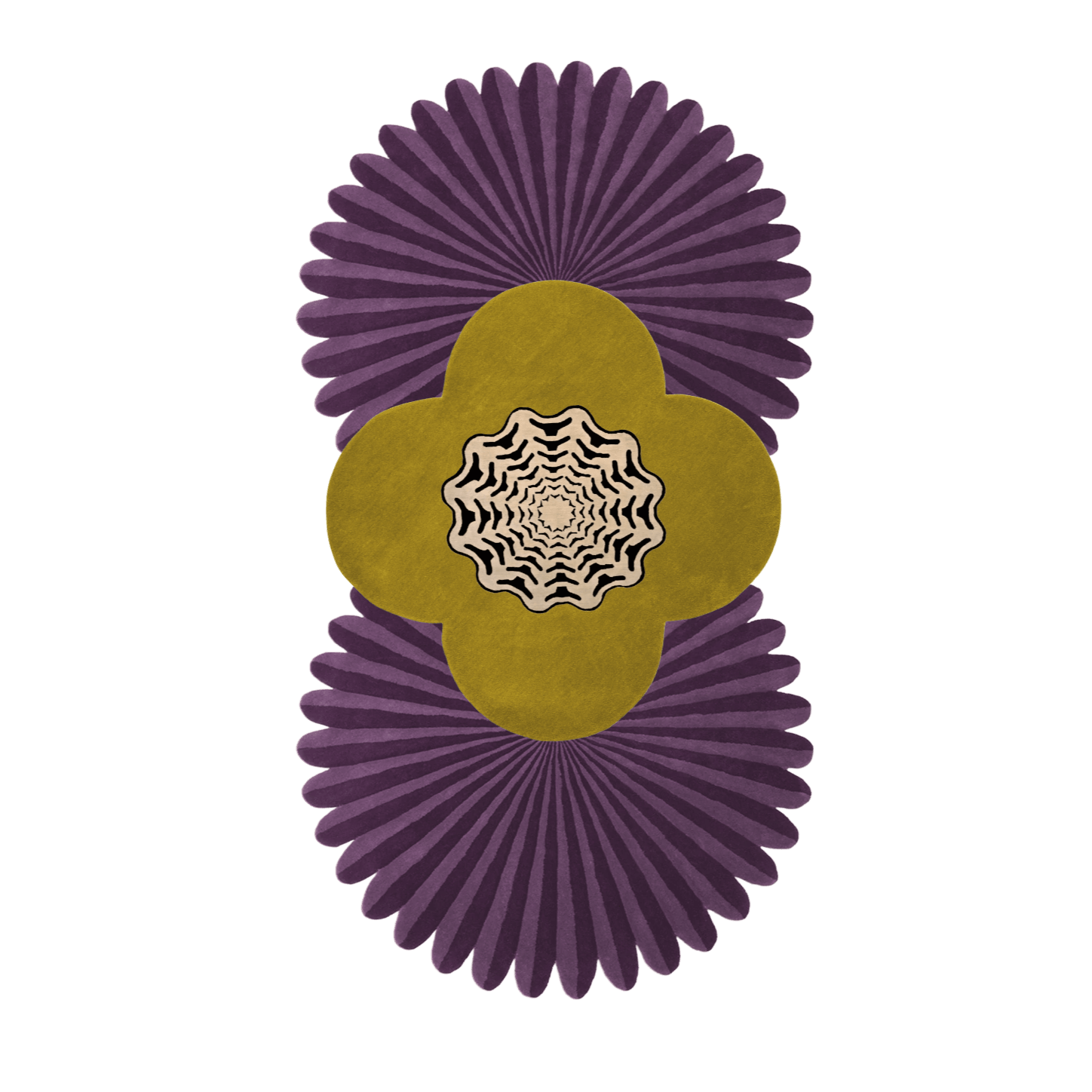 Daisy Pleated Hand Tufted Wool Rug Runner - Purple