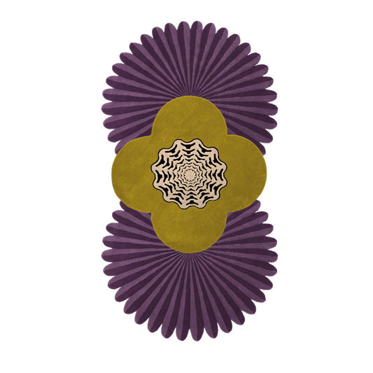 Daisy Pleated Hand Tufted Wool Rug Runner - Purple - MAIA HOMES