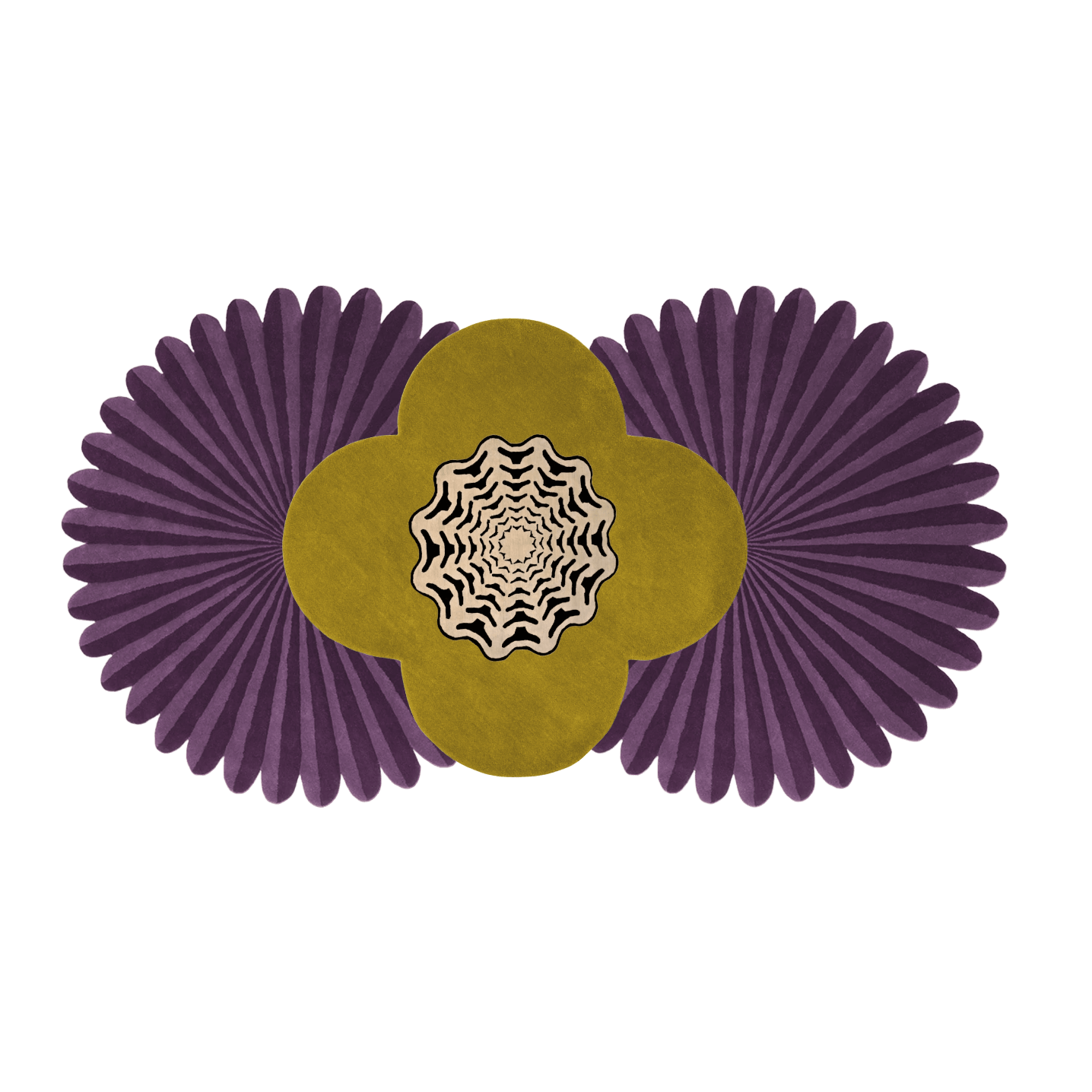 Daisy Pleated Hand Tufted Wool Rug Runner - Purple - MAIA HOMES