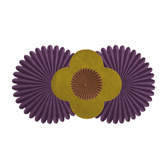 Daisy within Daisy Pleated Hand Tufted Wool Rug Runner - Purple - MAIA HOMES