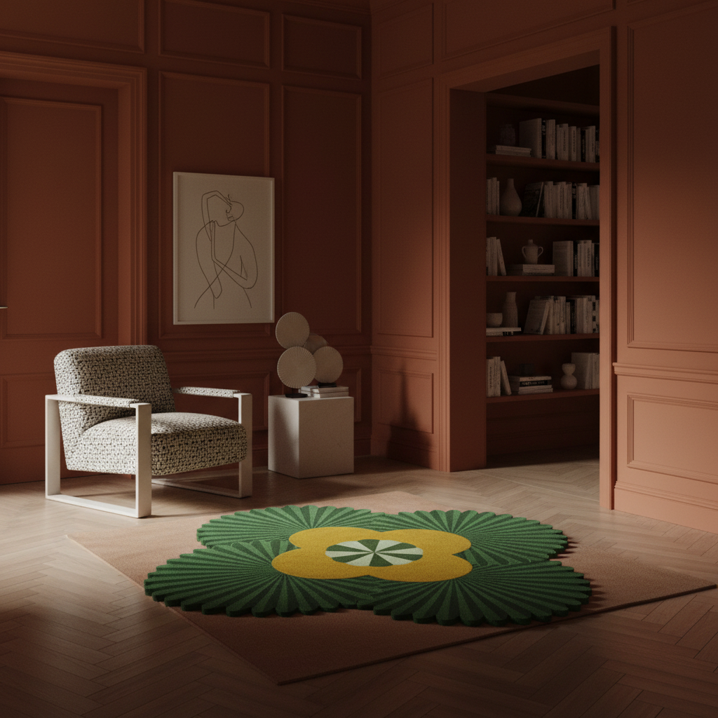 Daisy within Daisy Pleated Hand Tufted Wool Rug