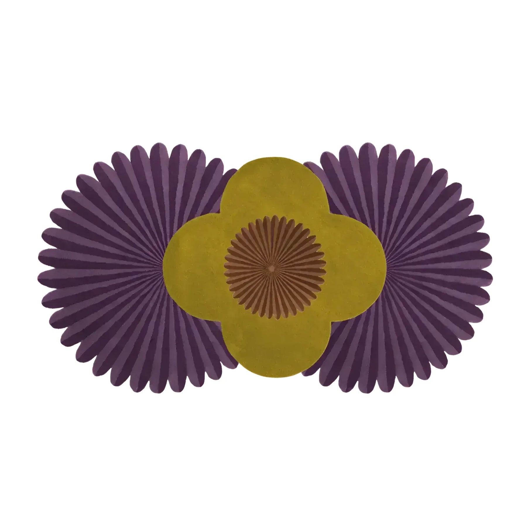 Daisy within Daisy Pleated Hand Tufted Wool Rug Runner - Purple