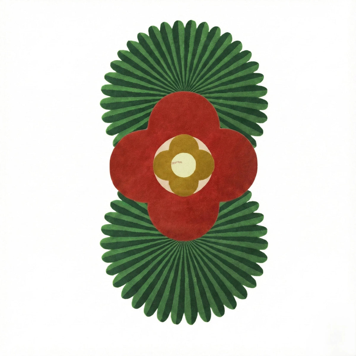 Daisy within Daisy Pleated Hand Tufted Wool Rug Runner - Red