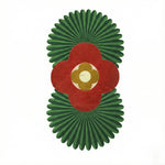 Daisy within Daisy Pleated Hand Tufted Wool Rug Runner - Red