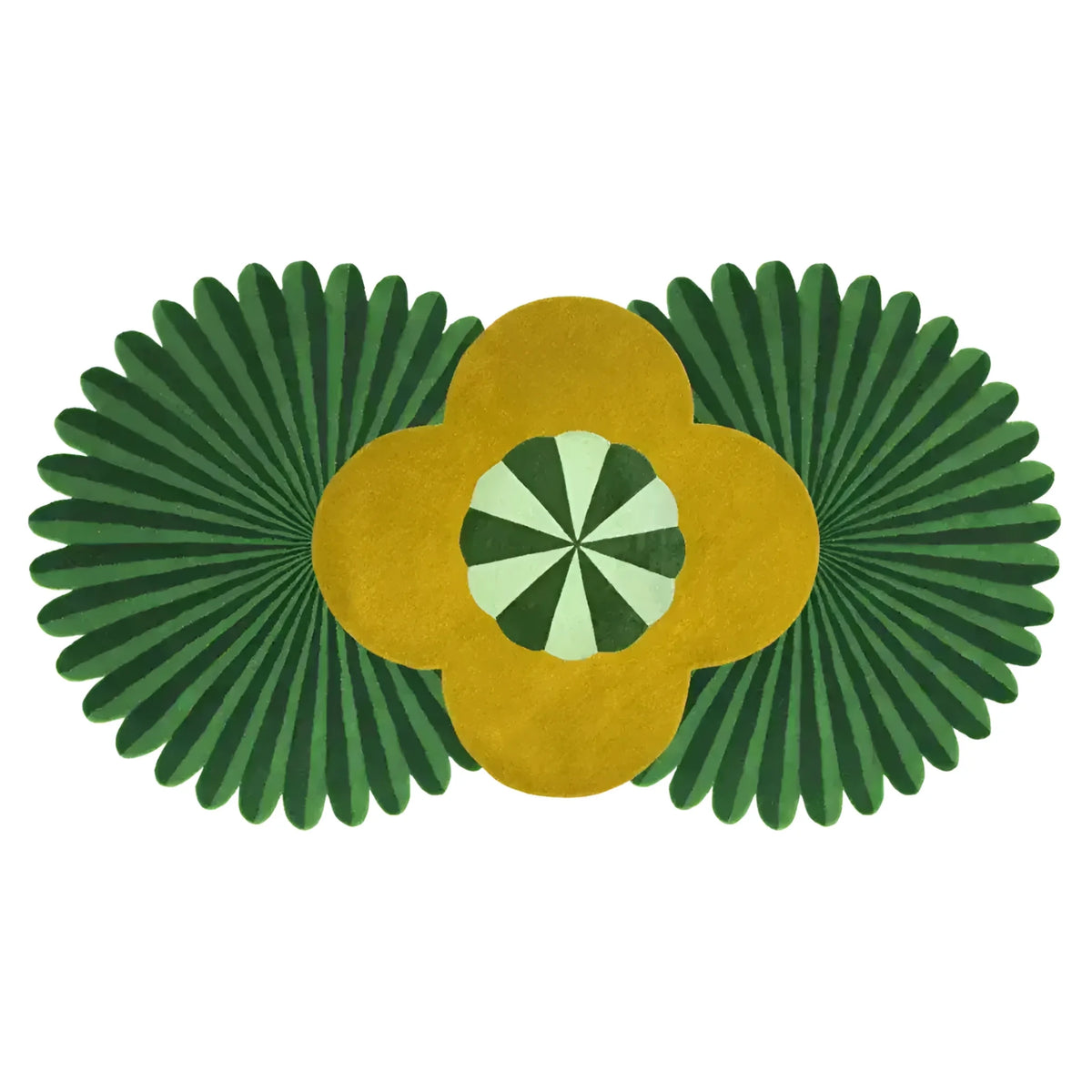 Daisy within Daisy Pleated Hand Tufted Wool Rug Runner - Yellow