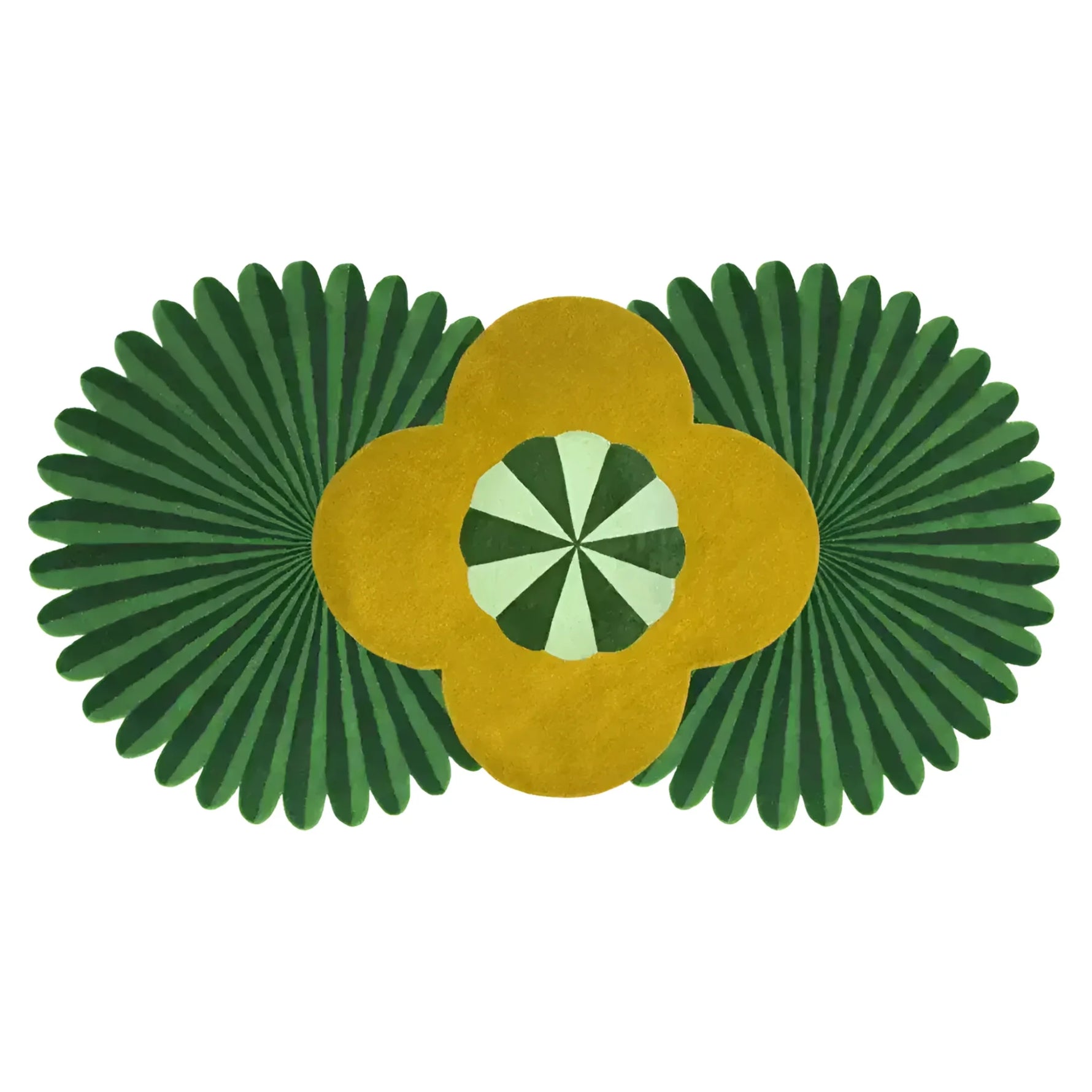 Daisy within Daisy Pleated Hand Tufted Wool Rug Runner - Yellow