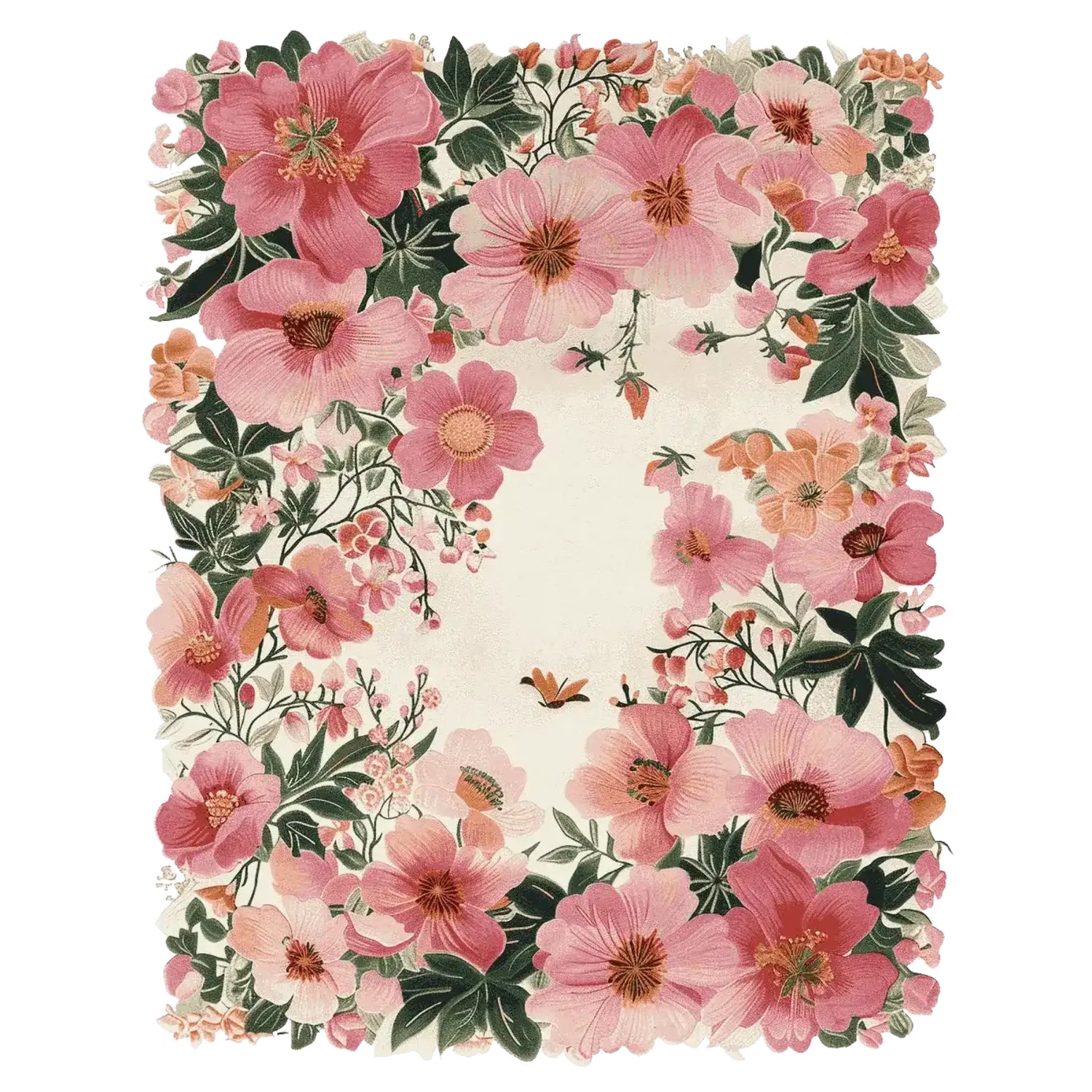This vibrant area rug features a beautiful floral design with lush pink and coral blooms against a cream background, perfect for adding a touch of elegance to any living room. Measuring 8x10, this hand-tufted wool rug combines durability with an inviting softness, making it an ideal choice for those seeking a stylish floral rug.