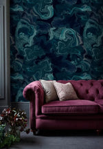 Dark Blue Abstract Art Marble Wallpaper Mural