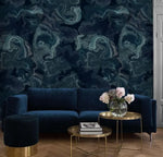 Dark Blue Abstract Art Marble Wallpaper Mural