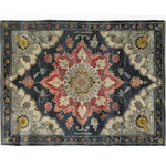 Elegant Dark Floral Harmony Medium Hand Knotted Wool Rug featuring intricate Persian designs, perfect for adding sophistication to any living room or bedroom. This 8x10 area rug showcases a rich mix of colors and detailed floral patterns, ideal for those seeking luxurious area rugs for the living room.