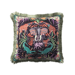 Dark Safari World Fringed Throw Pillow Cover