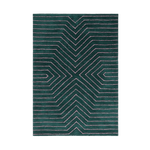 Dark Teal Geometric Hand Tufted Wool Rug