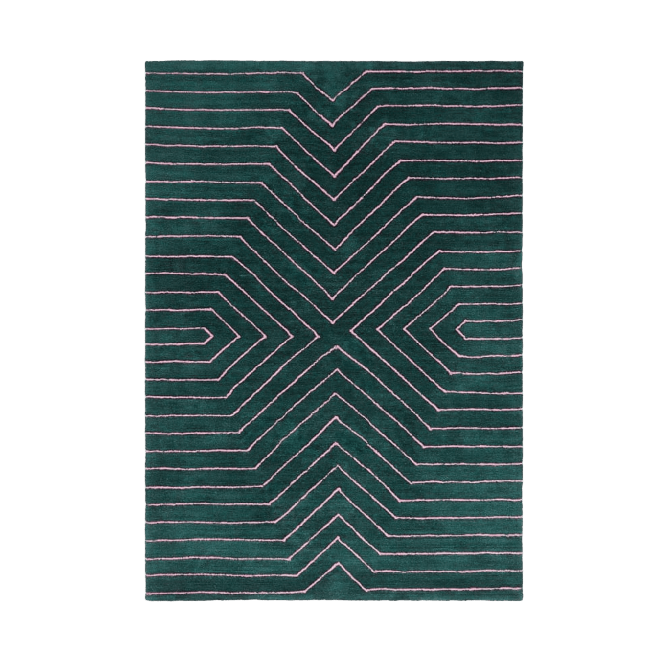 Dark Teal Geometric Hand Tufted Wool Rug