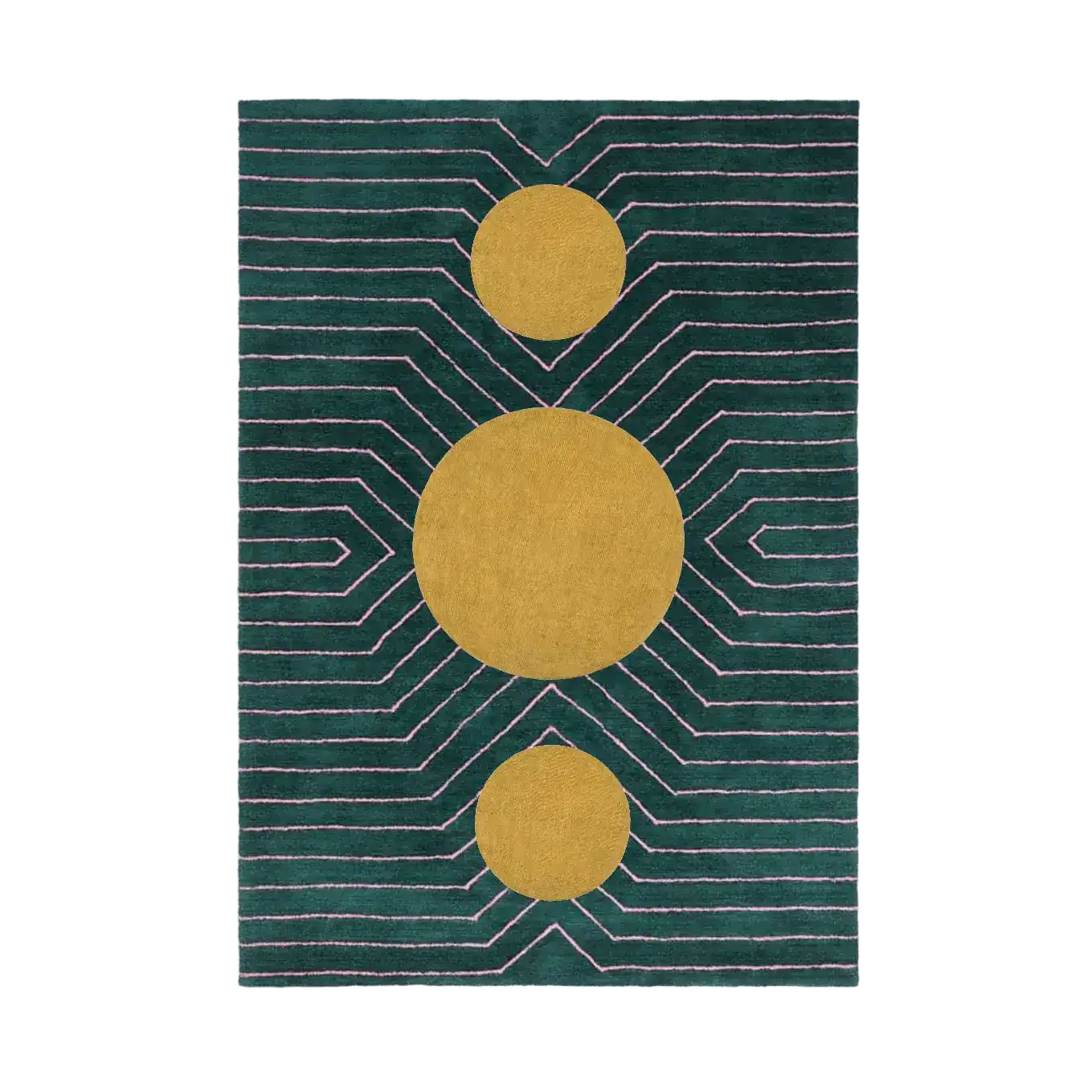 This stylish dark teal geometric area rug features bold golden circular designs, perfect for adding a modern touch to your living room. Hand-tufted from wool, this large area rug is ideal for those seeking large living room rugs that combine elegance with comfort.