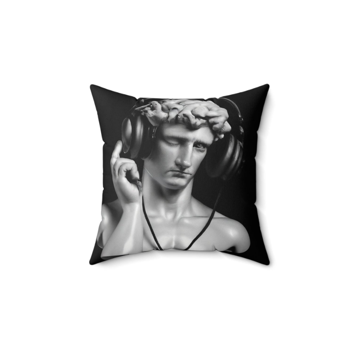 David with Headset Accent Square Throw Pillow 14" × 14"