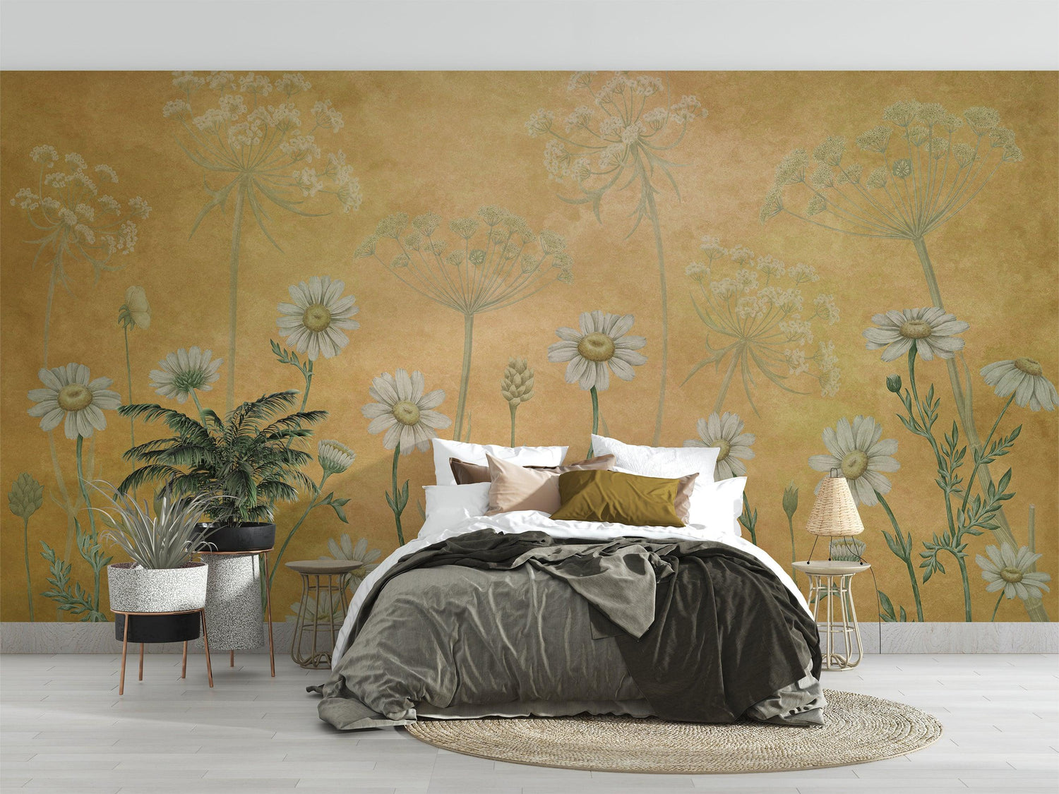 Dazzling Daisies - Yellow Wallpaper Mural