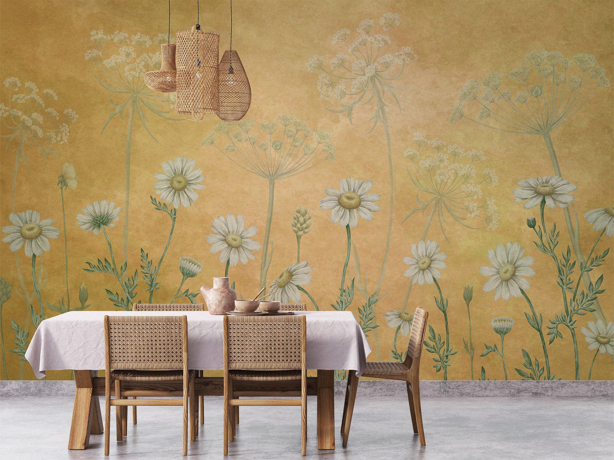 Dazzling Daisies - Yellow Wallpaper Mural