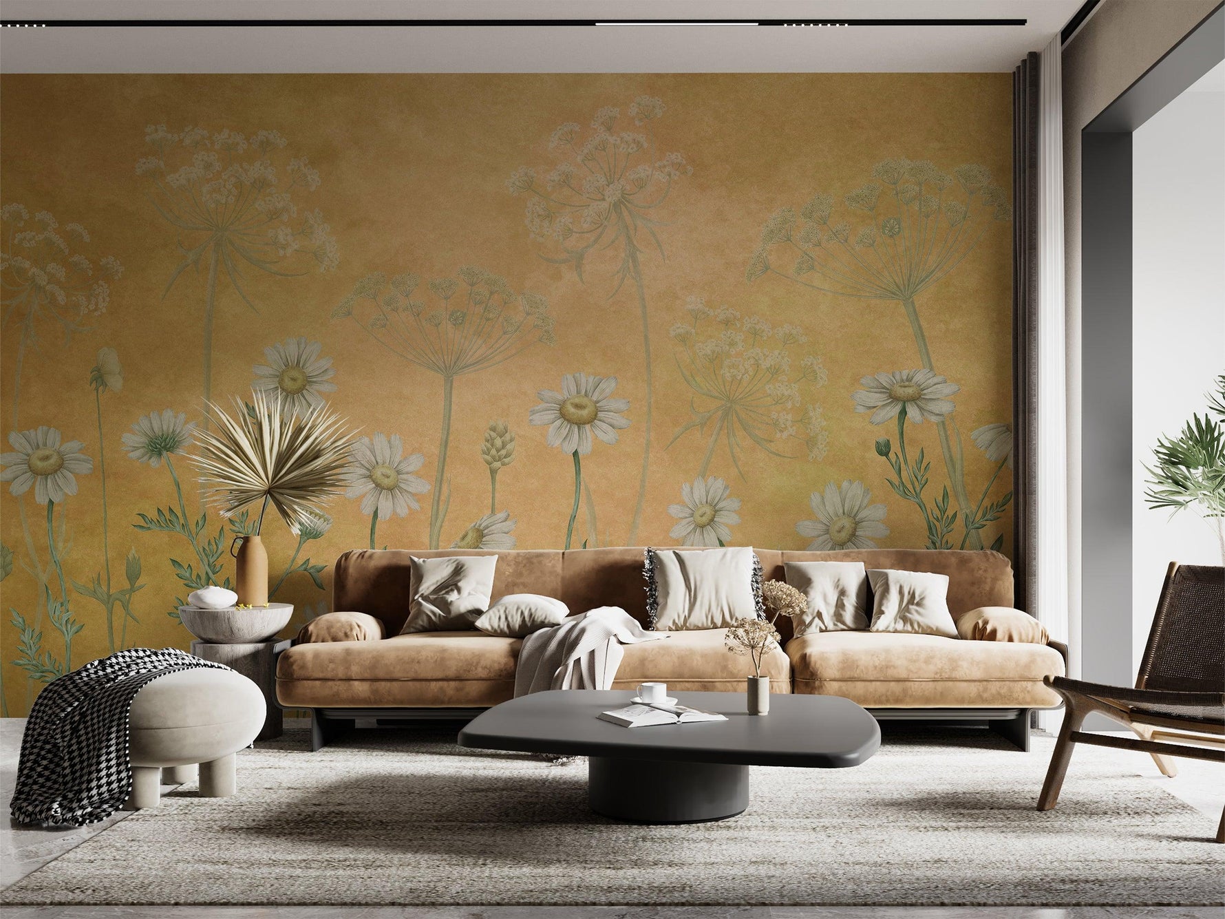 Dazzling Daisies - Yellow Wallpaper Mural