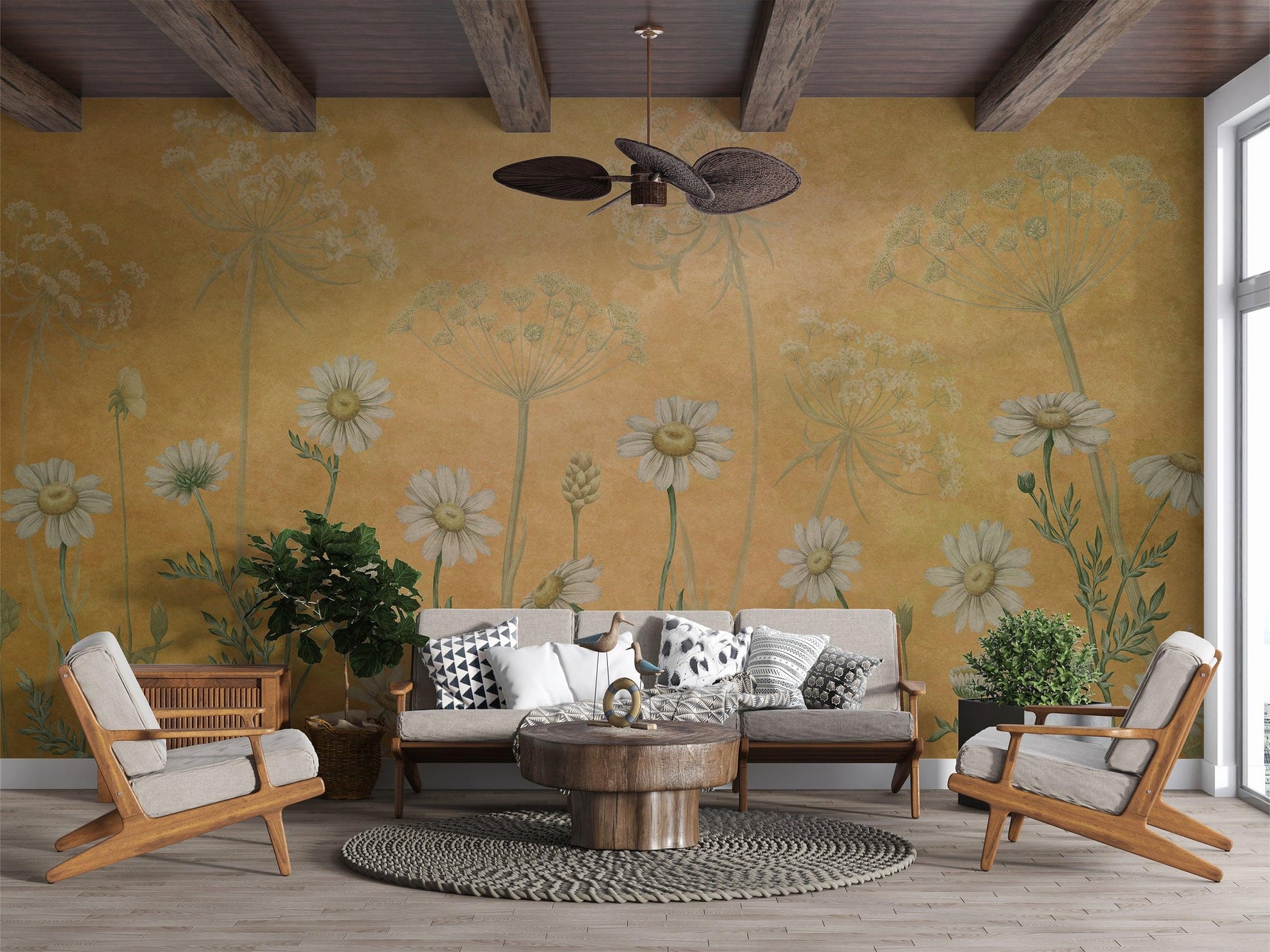 Dazzling Daisies - Yellow Wallpaper Mural