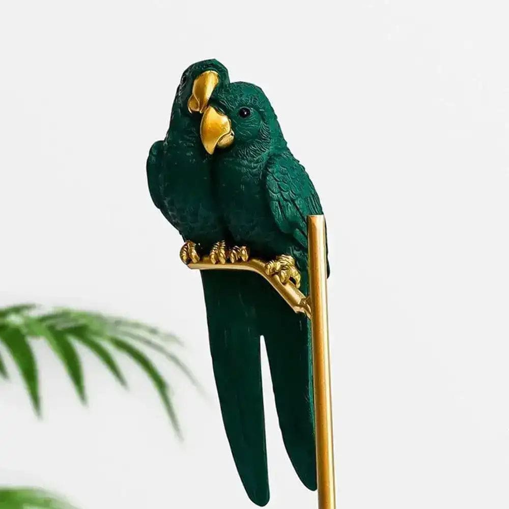 Decorative Parrots on Gold Stand