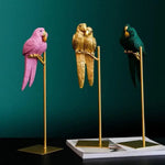 Decorative Parrots on Gold Stand