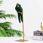 Decorative Parrots on Gold Stand Green