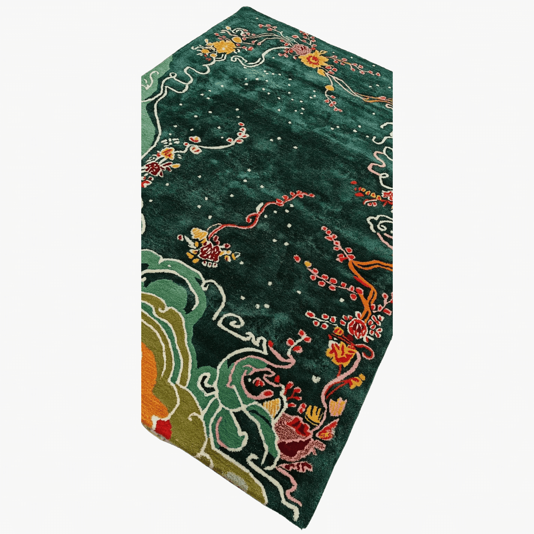 Decorative tie with intricate patterns on a green background
