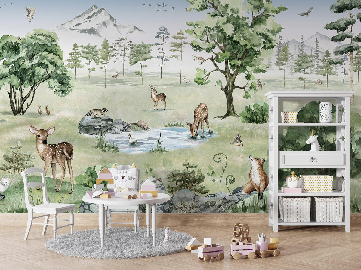 Deer Forest - Summer Wallpaper Mural