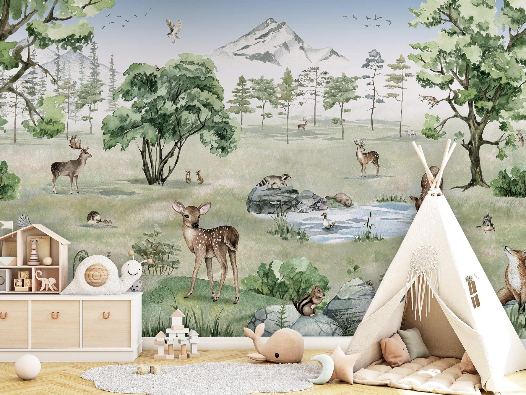 Deer Forest - Summer Wallpaper Mural