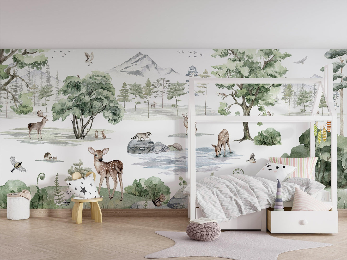 Deer Forest - Winter Wallpaper Mural - MAIA HOMES