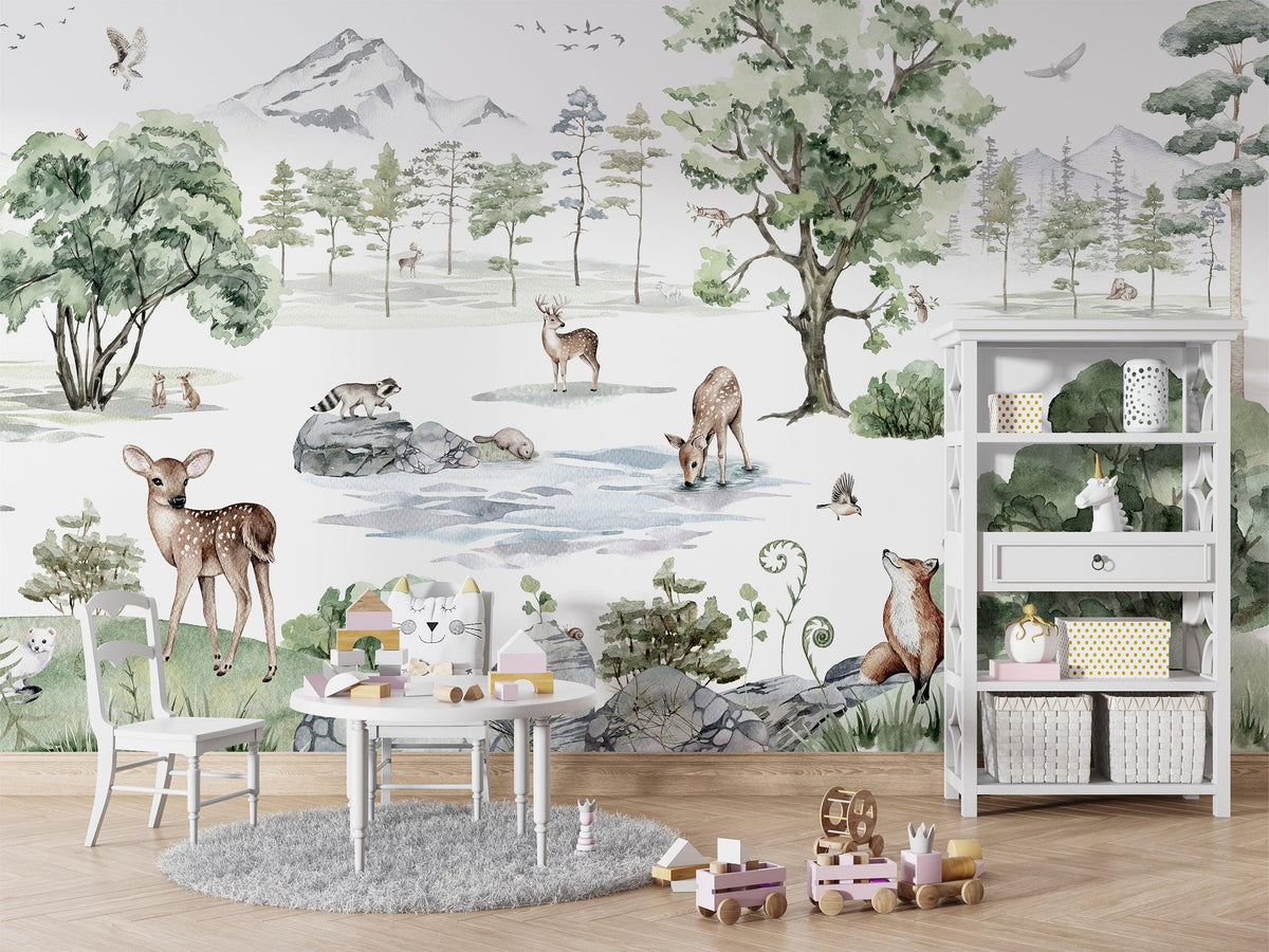 Deer Forest - Winter Wallpaper Mural