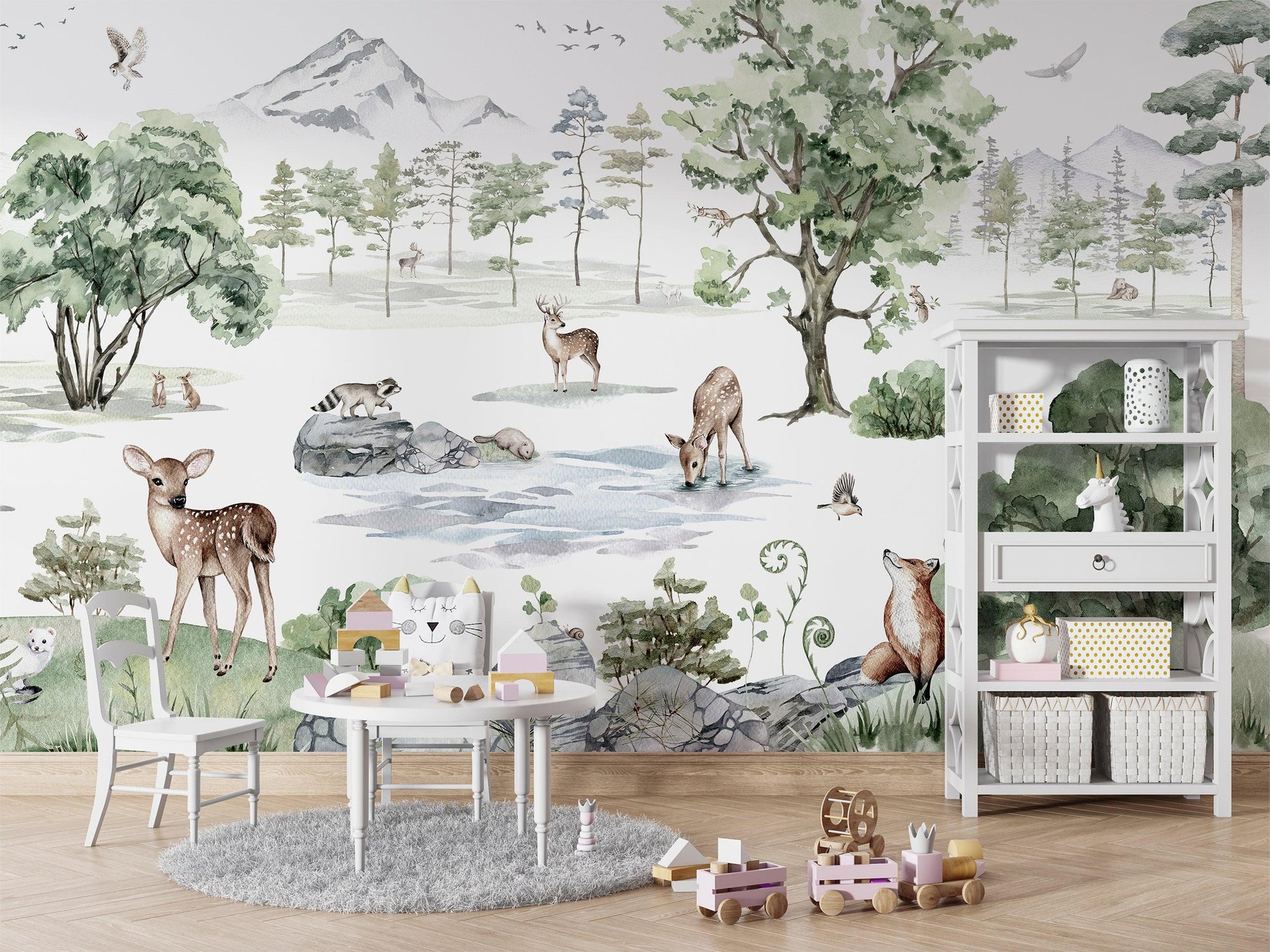Deer Forest - Winter Wallpaper Mural - MAIA HOMES