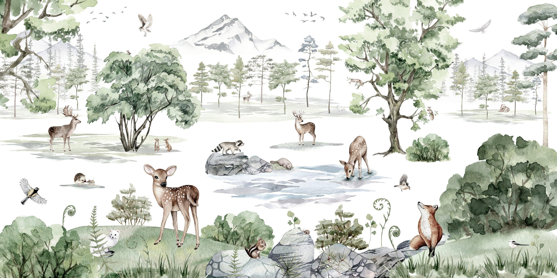 Deer Forest - Winter Wallpaper Mural