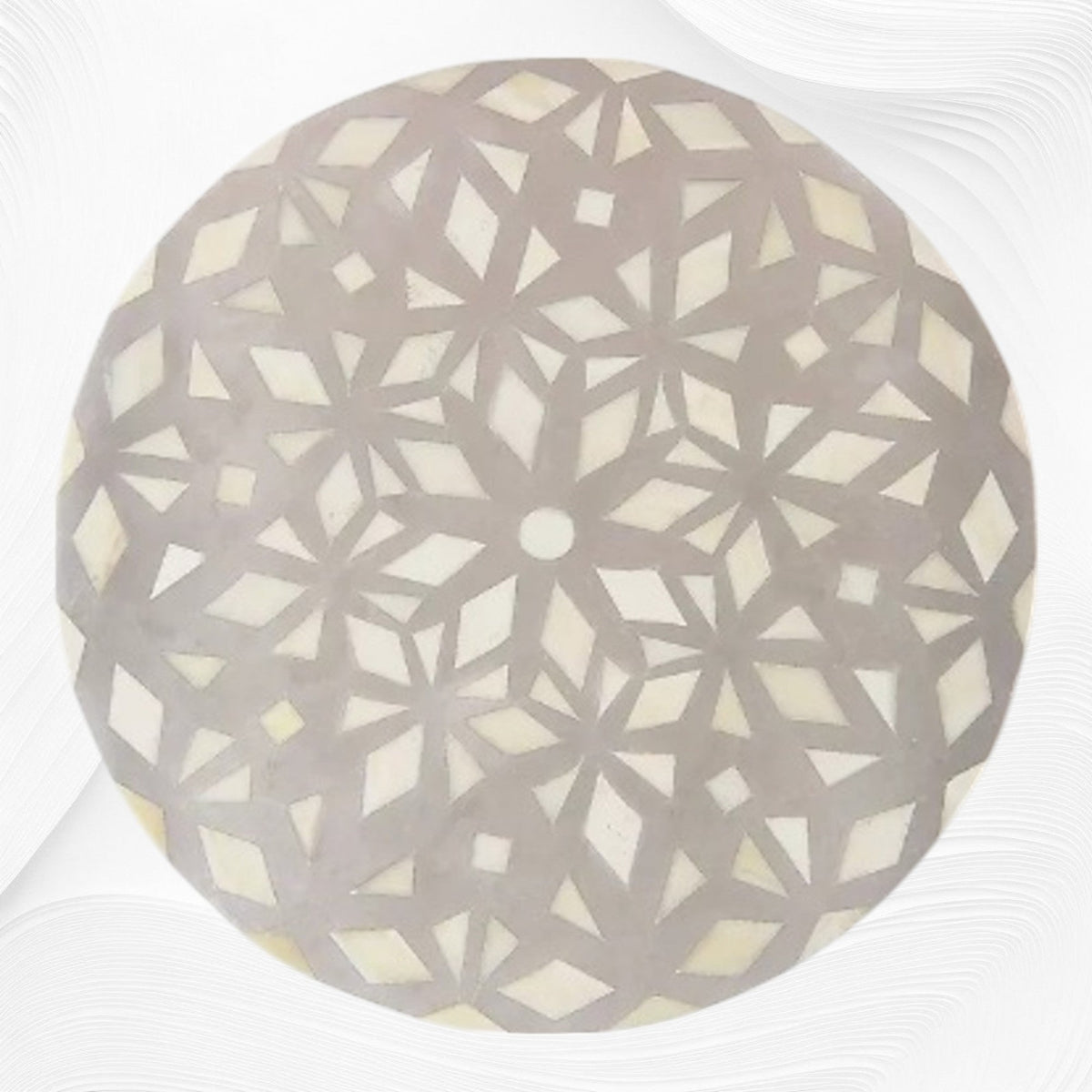 Mud grey diamond bone inlay end table, detail